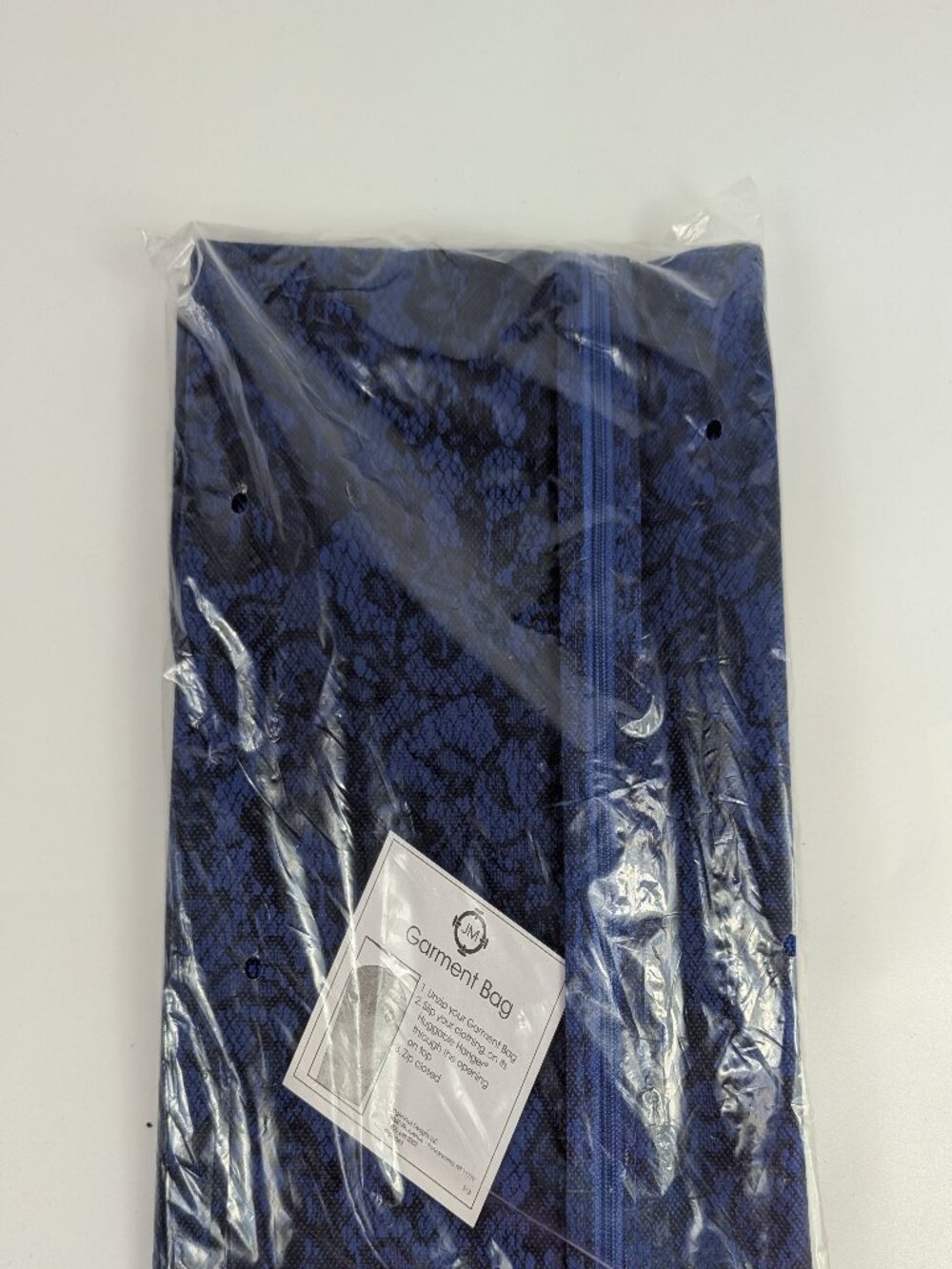 JM Garmet Bag Royal Blue & Black Lace Pattern NEW